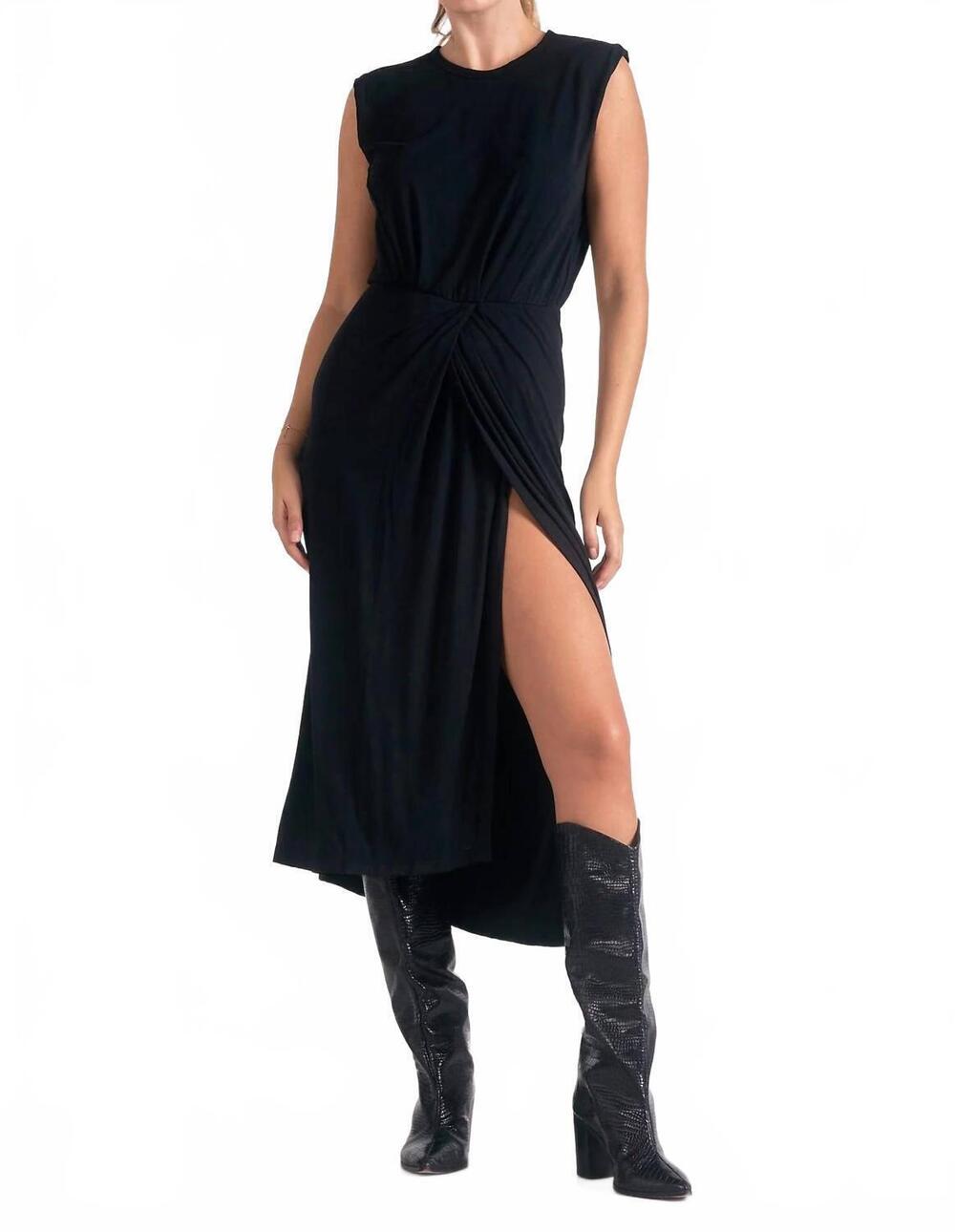 NEW ELAN sleeveless with front slit dress in black